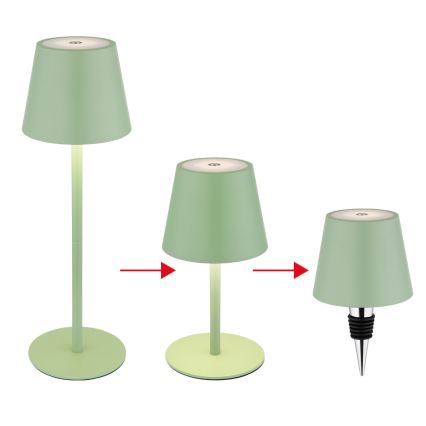 Globo - Lampada da tavolo ricaricabile per esterni dimmerabile a sfioramento 3-in-1 LED/3W/5V 3000/4000/5000K IP54 1800 mAh verde