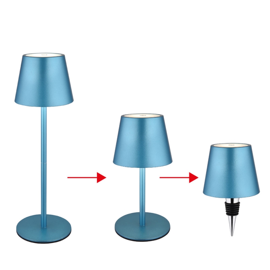 Globo - LED lampada da tavolo ricaricabile da esterno dimmerabile a tocco 3 in 1 LED/3W/5V 3000/4000/5000K IP54 1800 mAh blu