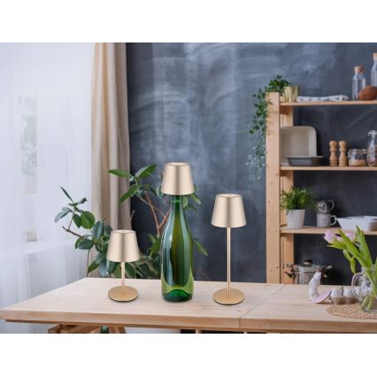Globo - Lampada da tavolo da esterno ricaricabile dimmerabile con controllo touch 3 in 1 LED/3W/5V 3000/4000/5000K IP54 1800 mAh ottone