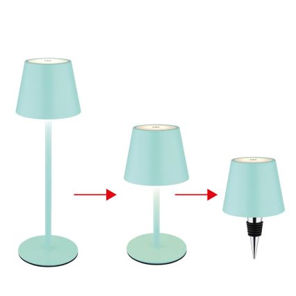 Globo - Lampada da tavolo LED ricaricabile da esterno dimmerabile con touch 3 in 1 LED/3W/5V 3000/4000/5000K IP54 1800 mAh verde menta