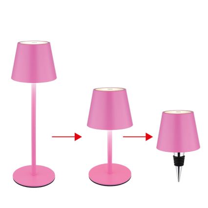 Globo - Lampada da tavolo ricaricabile da esterno dimmerabile a sfioramento 3 in 1 LED/3W/5V 3000/4000/5000K IP54 1800 mAh rosa