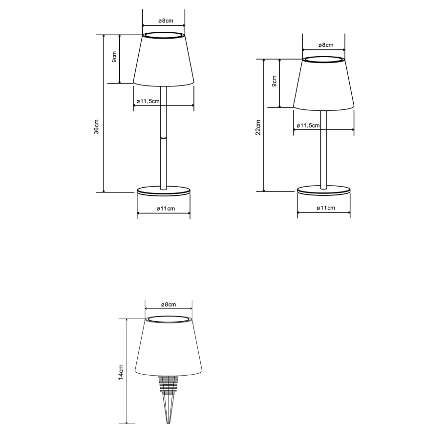 Globo - Lampada da tavolo ricaricabile per esterni, dimmerabile a sfioramento, 3 in 1 LED/3W/5V 3000/4000/5000K IP54 1800 mAh