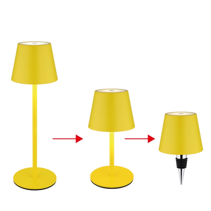 Globo - Lampada da tavolo ricaricabile per esterni dimmerabile a sfioramento 3 in 1 LED/3W/5V 3000/4000/5000K IP54 1800 mAh gialla