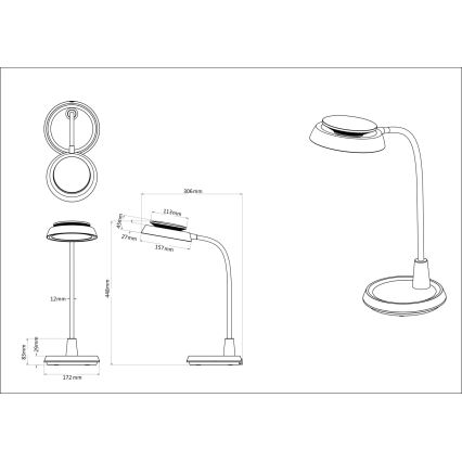 Globo - Lampada da tavolo dimmerabile a LED con controllo touch LED/12W/230V 3000/4000/6500K nera