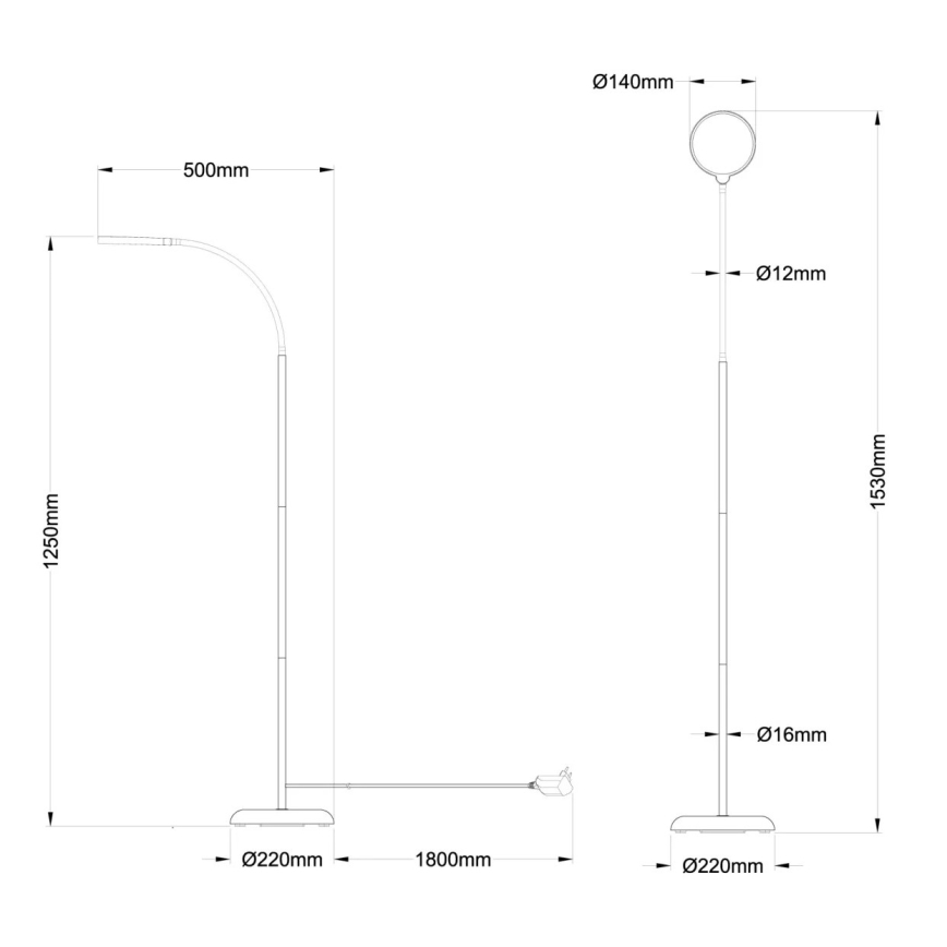 Globo - Lampada da terra dimmerabile a sfioramento LED/8W/230V 2700K/4000K/6500K nera