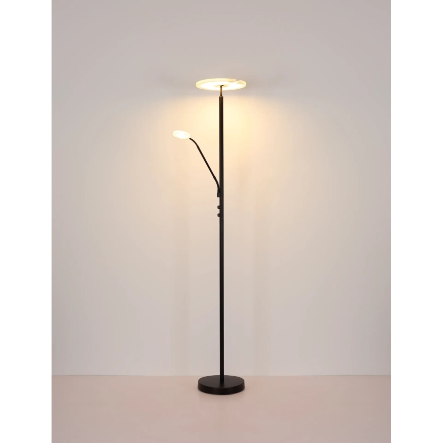 Globo - Lampada da terra dimmerabile LED/28W/230V + LED/5W 3000K nera