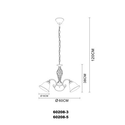 Globo - Lampadario a sospensione con catena 3xE27/60W/230V