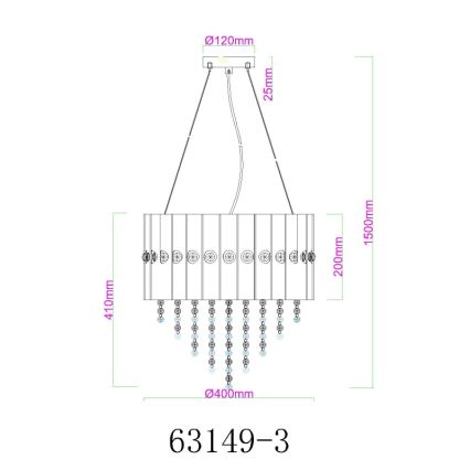 Globo - Lampadario a sospensione con filo 3xE27/40W/230V diametro 40 cm
