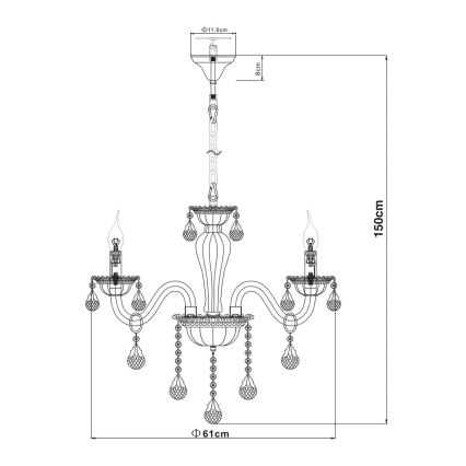 Globo - Lampadario a sospensione con catena 3xE14/40W/230V