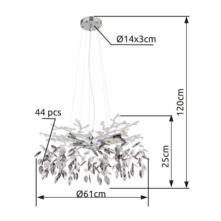 Globo - Lampadario a sospensione con filo 8xG9/8W/230V diametro 61 cm cromo lucido