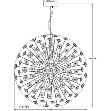 Globo - Lampadario LED su cavo 9xG9/3,5W/230V Ø 60 cm oro