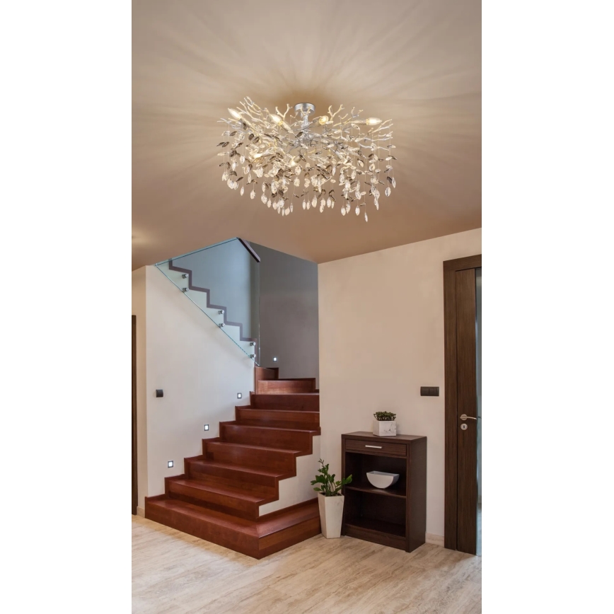 Globo - Lampadario a stelo 7xE14/40W/230V argento
