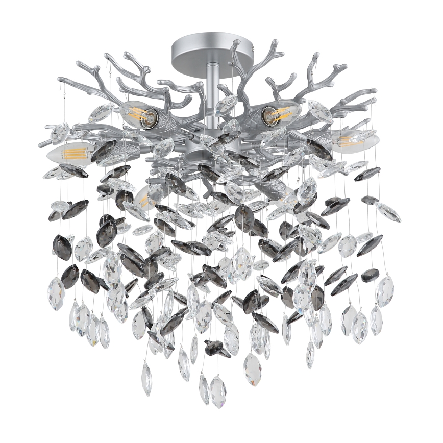 Globo - Lampadario su asta 6xE14/40W/230V argento