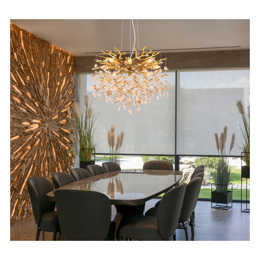 Globo - Lampadario sospeso con cavi 8xE14/40W/230V dorato