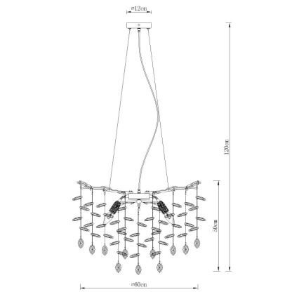Globo - Lampadario sospeso con cavi 8xE14/40W/230V dorato