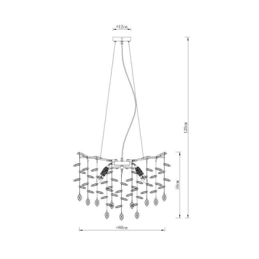 Globo - Lampadario sospeso con cavi 8xE14/40W/230V dorato