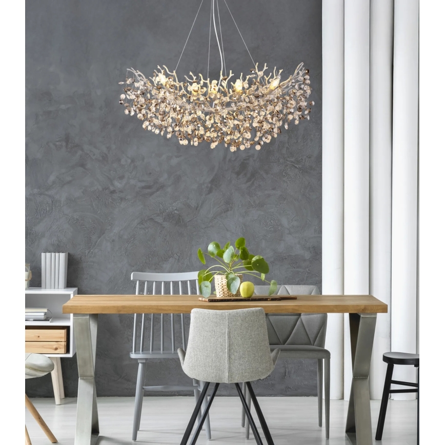 Globo - Lampadario a cavo 10xE14/40W/230V argento