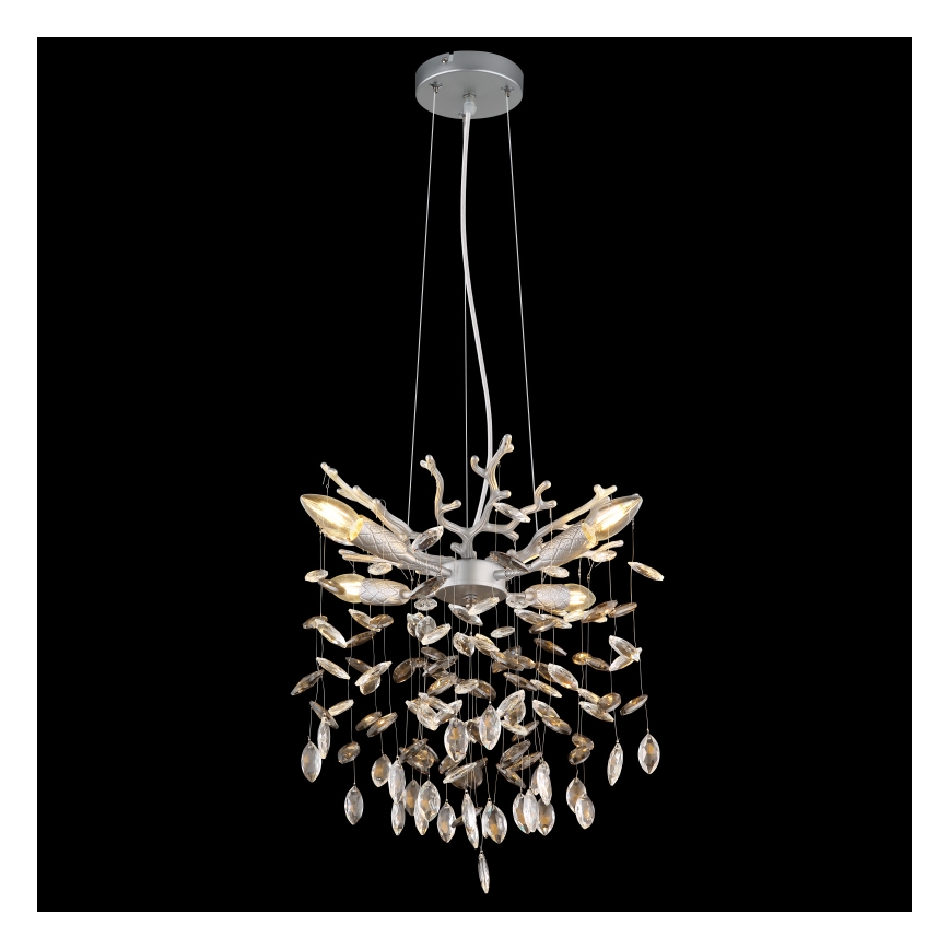 Globo - Lampadario a sospensione con cavo 4xE14/40W/230V argento