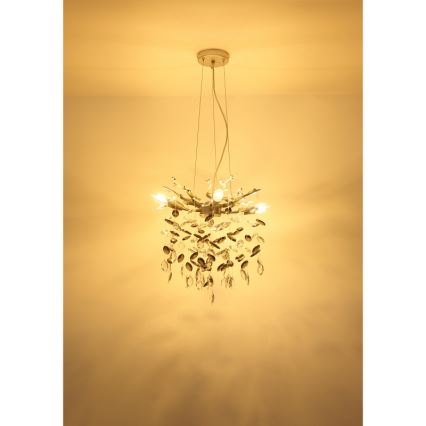 Globo - Lampadario a sospensione con cavo 4xE14/40W/230V argento