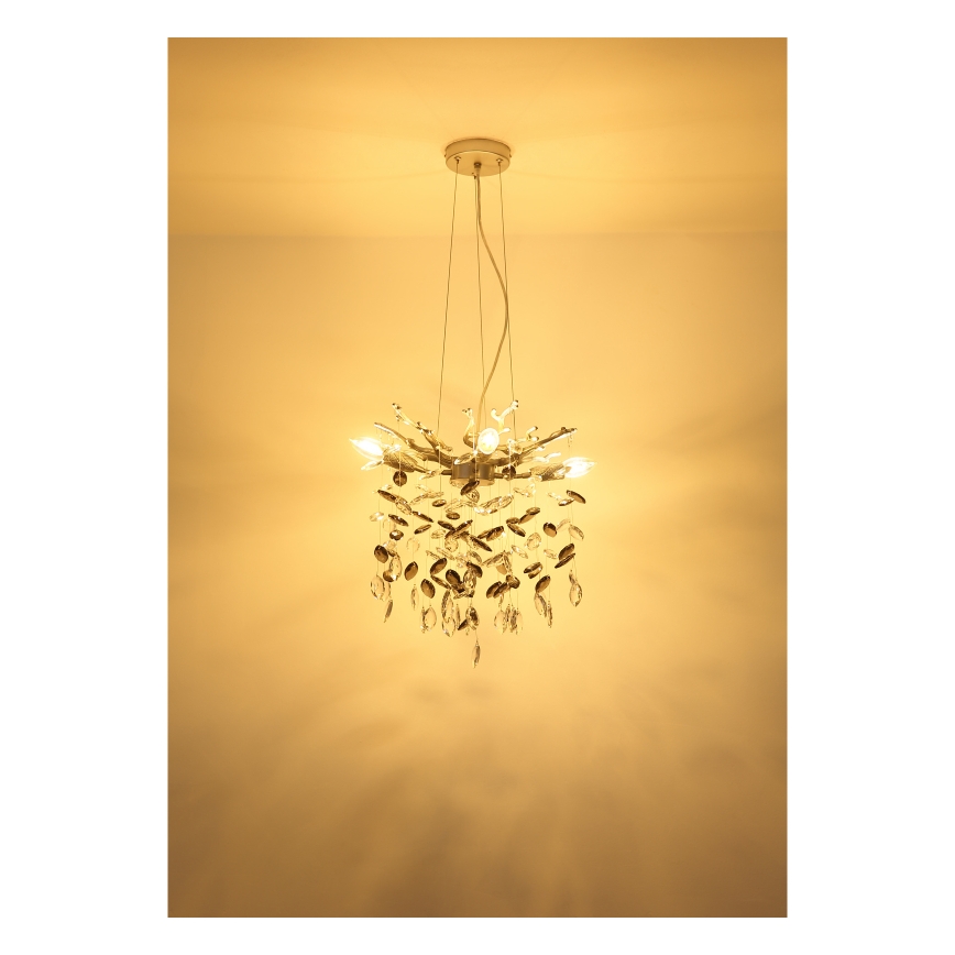 Globo - Lampadario a sospensione con cavo 4xE14/40W/230V argento