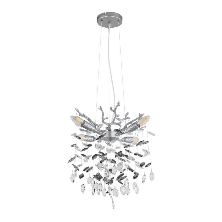 Globo - Lampadario a sospensione con cavo 4xE14/40W/230V argento