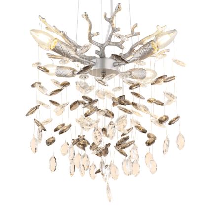 Globo - Lampadario a sospensione con cavo 4xE14/40W/230V argento