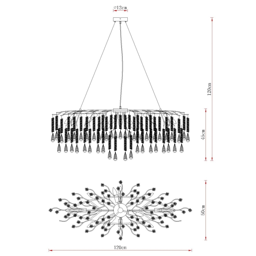 Globo - Lampadario a sospensione su cavo 12xE14/40W/230V
