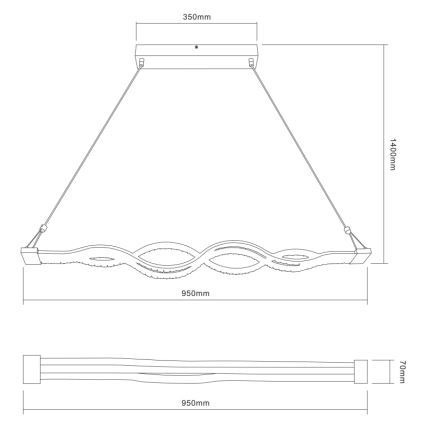 Globo - Lampadario dimmerabile a sospensione con cavo LED/30W/230V + telecomando