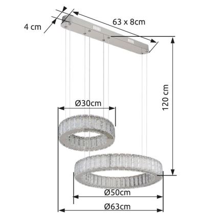 Globo - Lampadario a sospensione dimmerabile a LED su cavo LED/80W/230V 2700-6000K + telecomando