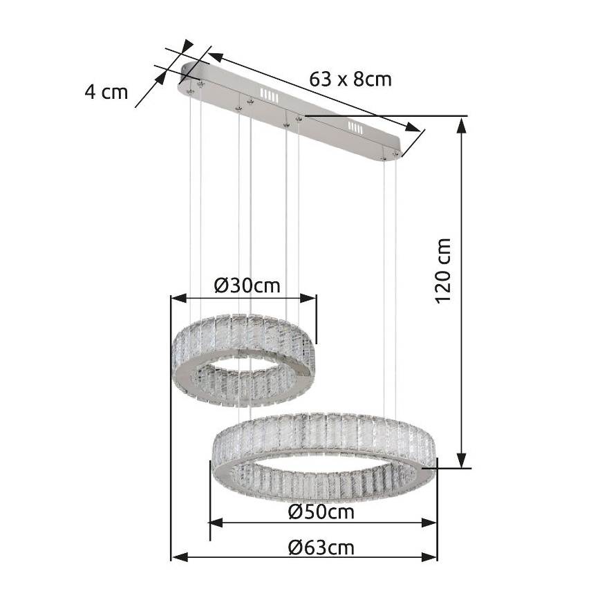 Globo - Lampadario a sospensione dimmerabile a LED su cavo LED/80W/230V 2700-6000K + telecomando