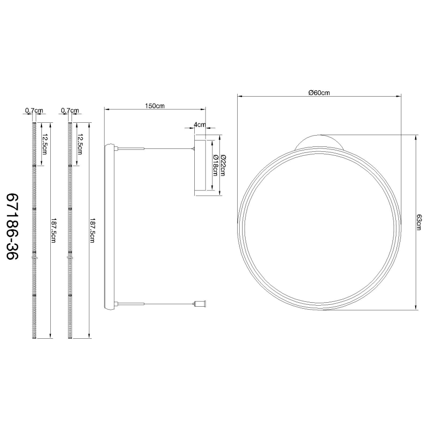 Globo - Lampadario a sospensione con filo LED dimmerabile LED/36W/230V 2700-6000K nero + telecomando