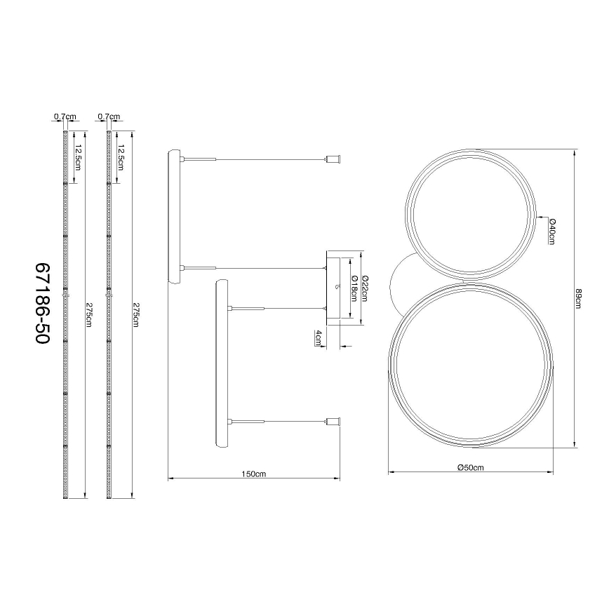 Globo - Lampadario a sospensione con filo LED dimmerabile LED/50W/230V 2700-6000K nero + telecomando