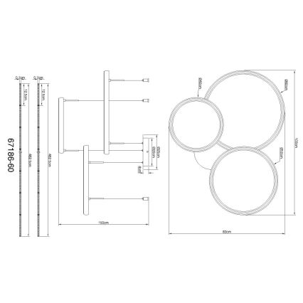Globo - Lampadario a sospensione con filo LED dimmerabile LED/55W/230V 2700-6000K nero + telecomando