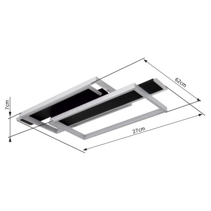 Globo - Plafoniera LED LED/40W/230V 62x27 cm cromo opaco/nero