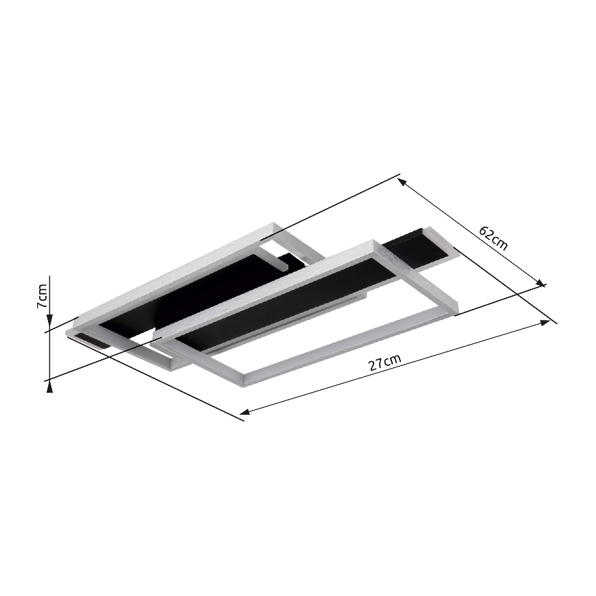 Globo - Plafoniera LED LED/40W/230V 62x27 cm cromo opaco/nero