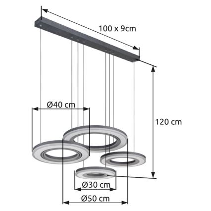 Globo - Lampadario a sospensione con filo LED dimmerabile LED/80W/230V 2700-6000K nero + telecomando