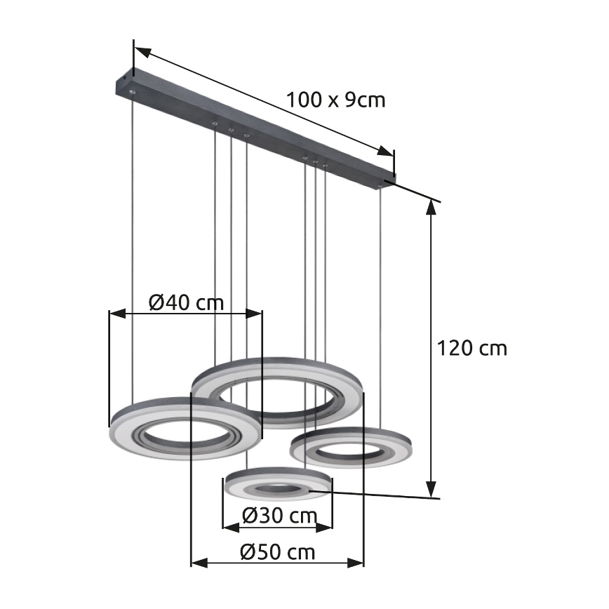 Globo - Lampadario a sospensione con filo LED dimmerabile LED/80W/230V 2700-6000K nero + telecomando