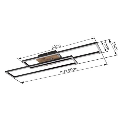 Globo - Plafoniera LED LED/30W/230V 3000K 60x80 cm nero