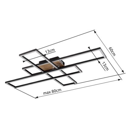 Globo - Plafoniera LED LED/40W/230V 3000K 60x80 cm nero