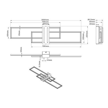 Globo - Plafoniera LED LED/40W/230V 3000K 25x100 cm nero