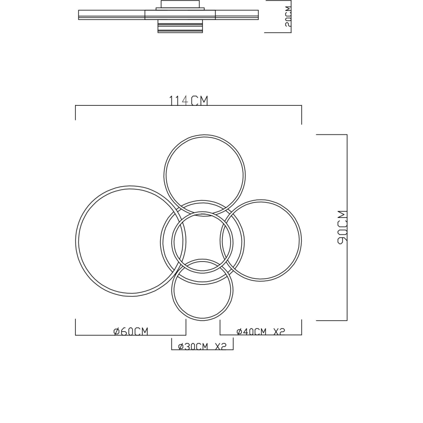 Globo - Plafoniera LED dimmerabile LED/120W/230V 2700-6000K 90x114 cm + telecomando