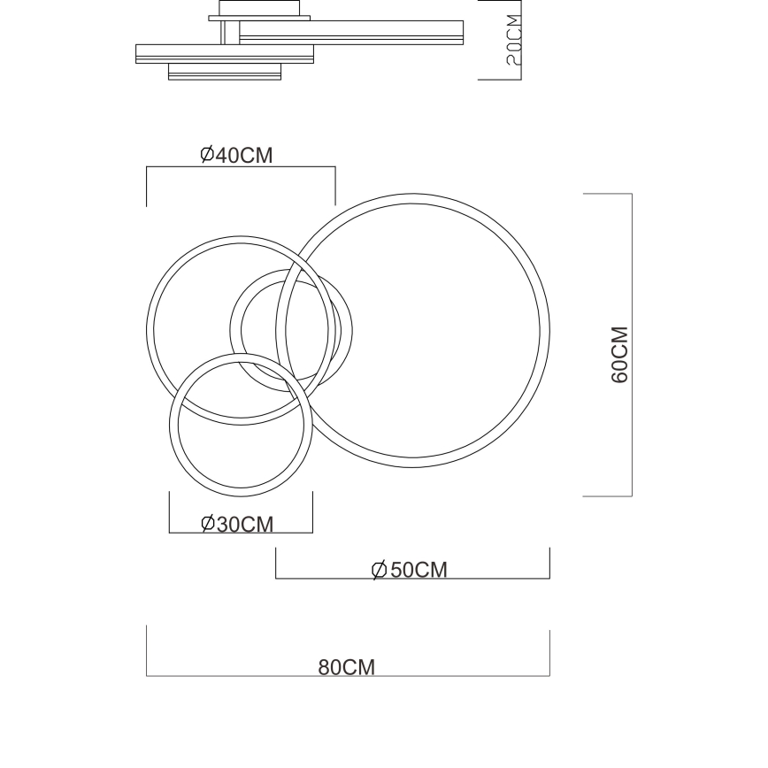 Globo - Plafoniera LED dimmerabile LED/72W/230V 2700-6000K 60x80 cm + telecomando