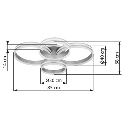Globo - Lampada da soffitto dimmerabile a LED LED/90W/230V 2700-6000K 68x85 cm con telecomando