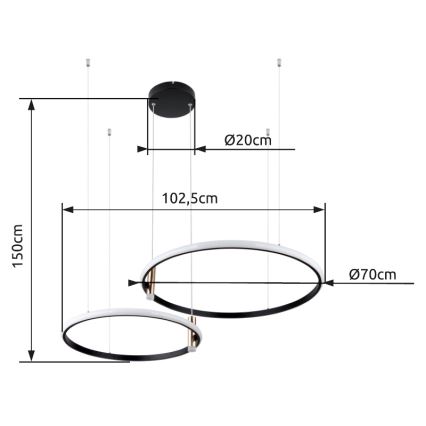 Globo - Lampadario a sospensione con filo LED dimmerabile LED/55W/230V 2700-6000K nero + telecomando