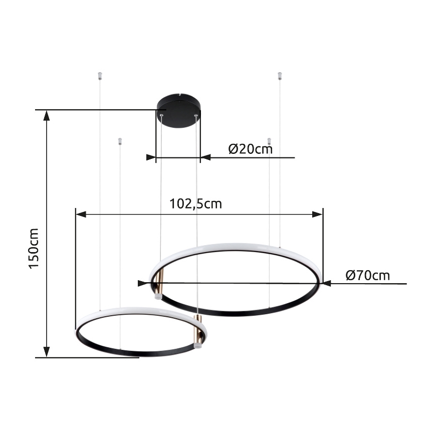 Globo - Lampadario a sospensione con filo LED dimmerabile LED/55W/230V 2700-6000K nero + telecomando