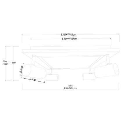 Globo - Faretto LED 4xGU10/5W/230V + LED/24W/230V