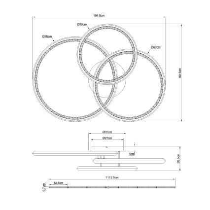 Globo - Plafoniera LED dimmerabile da soffitto LED/72W/230V 2700-6000K 50x75 cm + telecomando