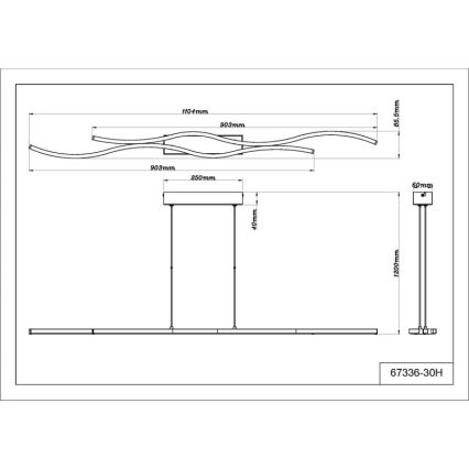 Globo - Lampadario LED a sospensione con filo LED/30W/230V 3000K nero