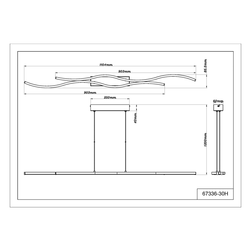 Globo - Lampadario LED a sospensione con filo LED/30W/230V 3000K nero