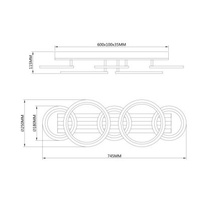 Globo - Plafoniera LED 34W/230V 3000/4200/600K 25x74,5 cm